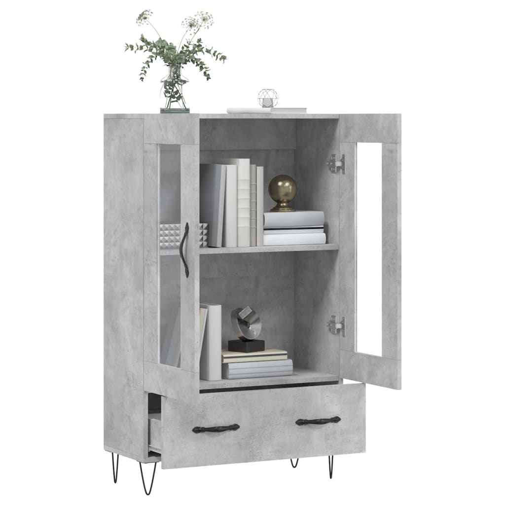 vidaXL Dulap înalt, gri beton, 69,5x31x115 cm, lemn prelucrat