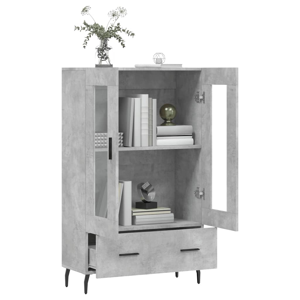 vidaXL Dulap înalt, gri beton, 69,5x31x115 cm, lemn prelucrat