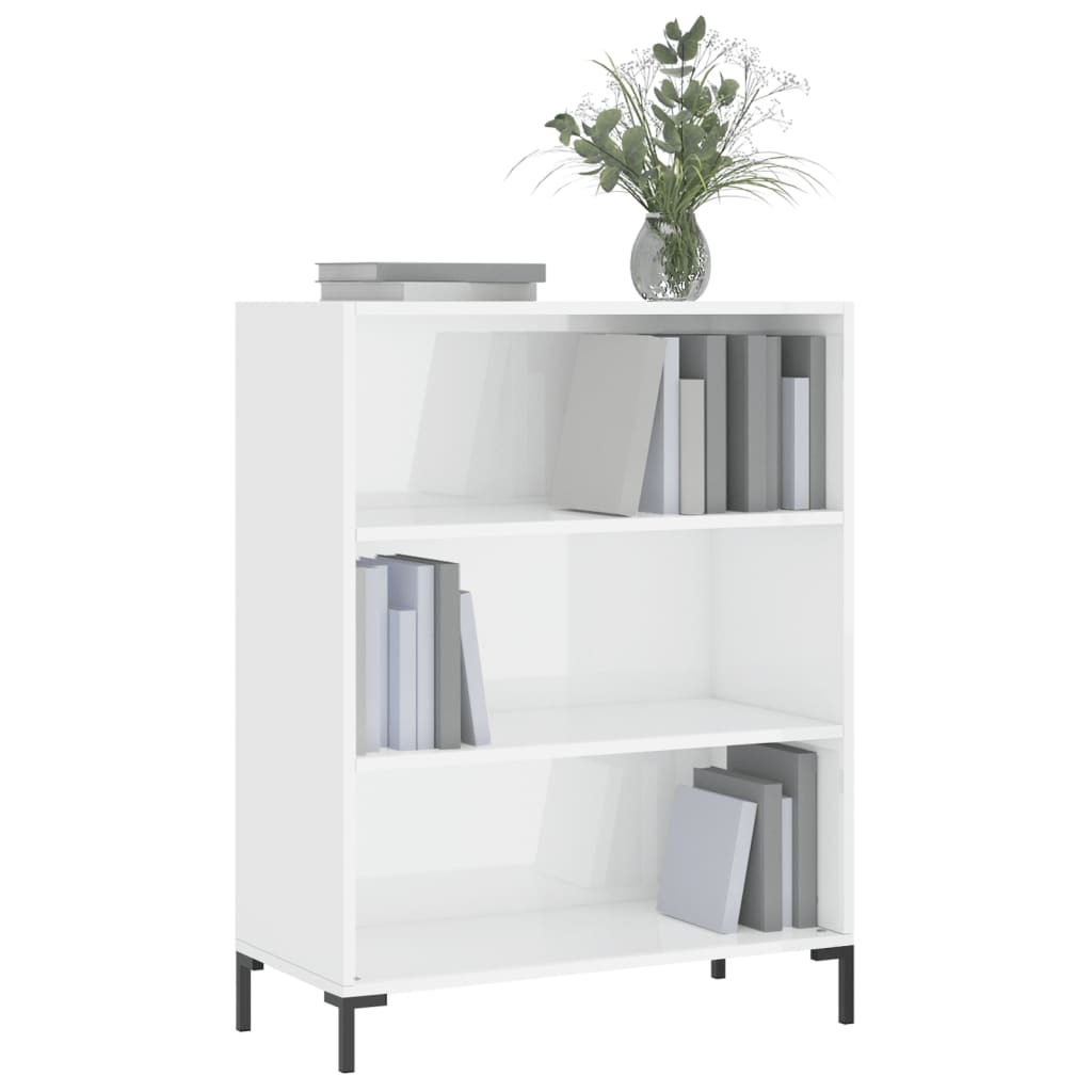 vidaXL Bibliotecă, alb extralucios, 69,5x32,5x90 cm, lemn prelucrat vidaXL Bibliotecă, alb extralucios, 69,5x32,5x90 cm, lemn prelucrat