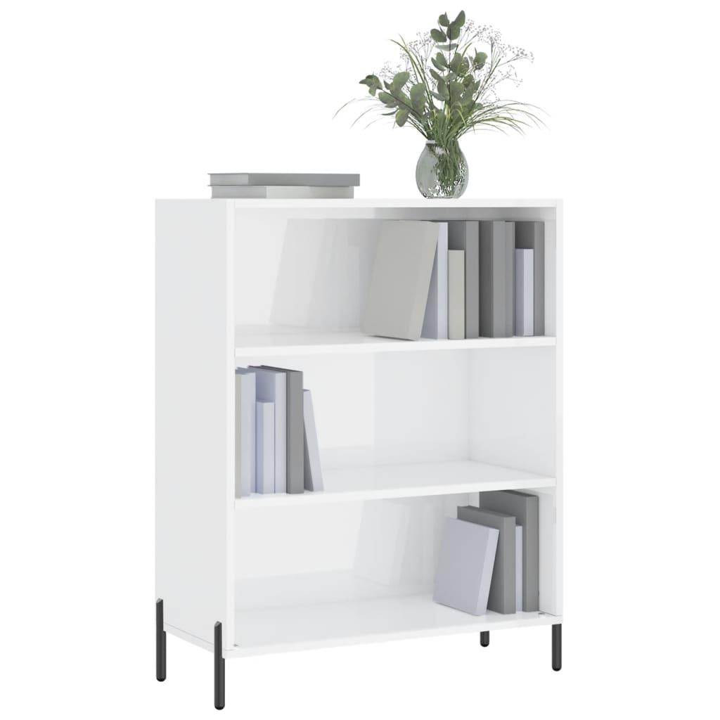 vidaXL Dulap cu rafturi alb extralucios 69,5x32,5x90 cm lemn compozit vidaXL Dulap cu rafturi alb extralucios 69,5x32,5x90 cm lemn compozit