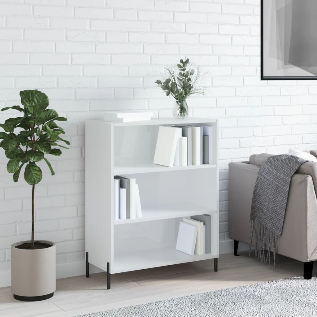 vidaXL Dulap cu rafturi alb extralucios 69,5x32,5x90 cm lemn compozit vidaXL Dulap cu rafturi alb extralucios 69,5x32,5x90 cm lemn compozit
