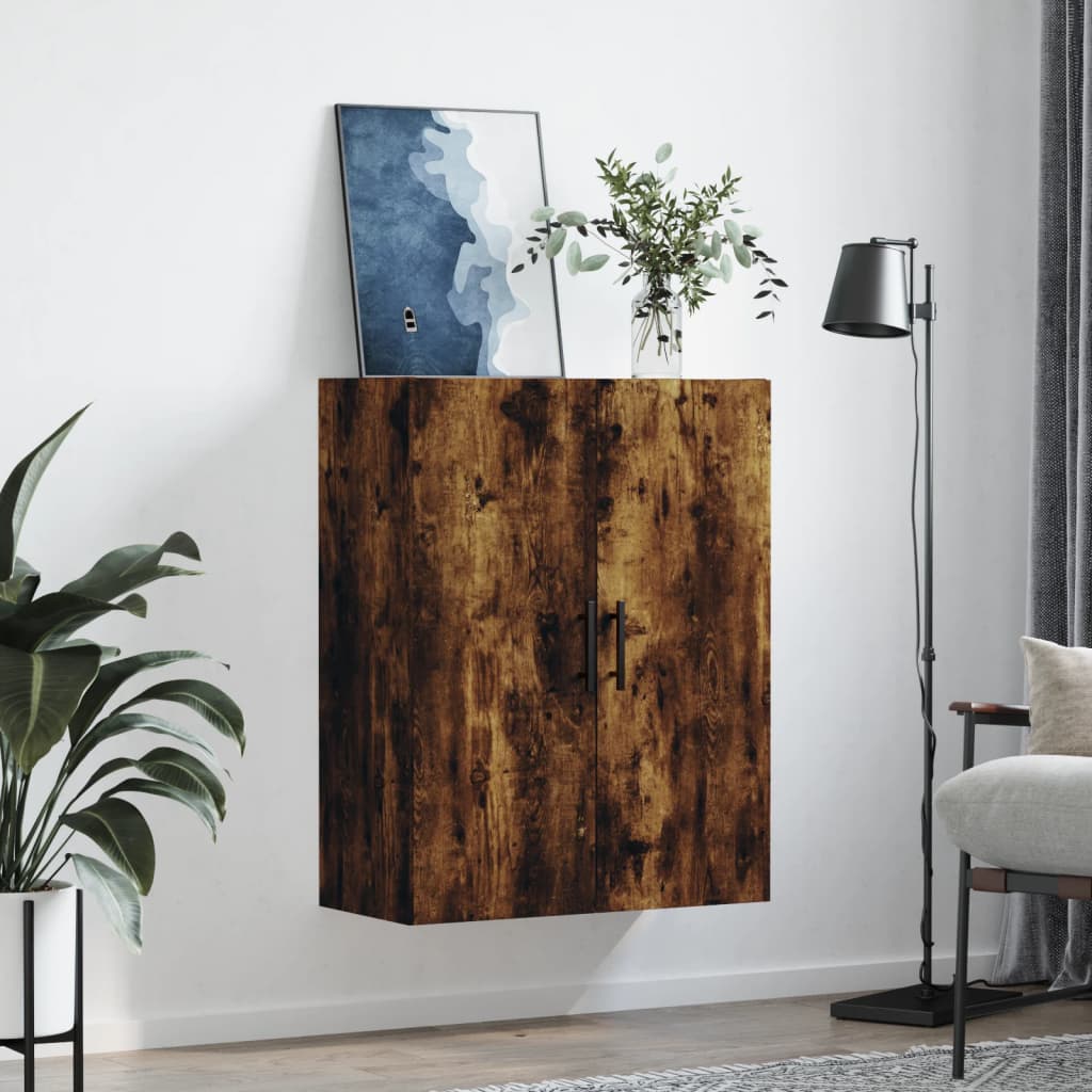 vidaXL Dulap montat pe perete, stejar fumuriu, 69,5x34x90 cm