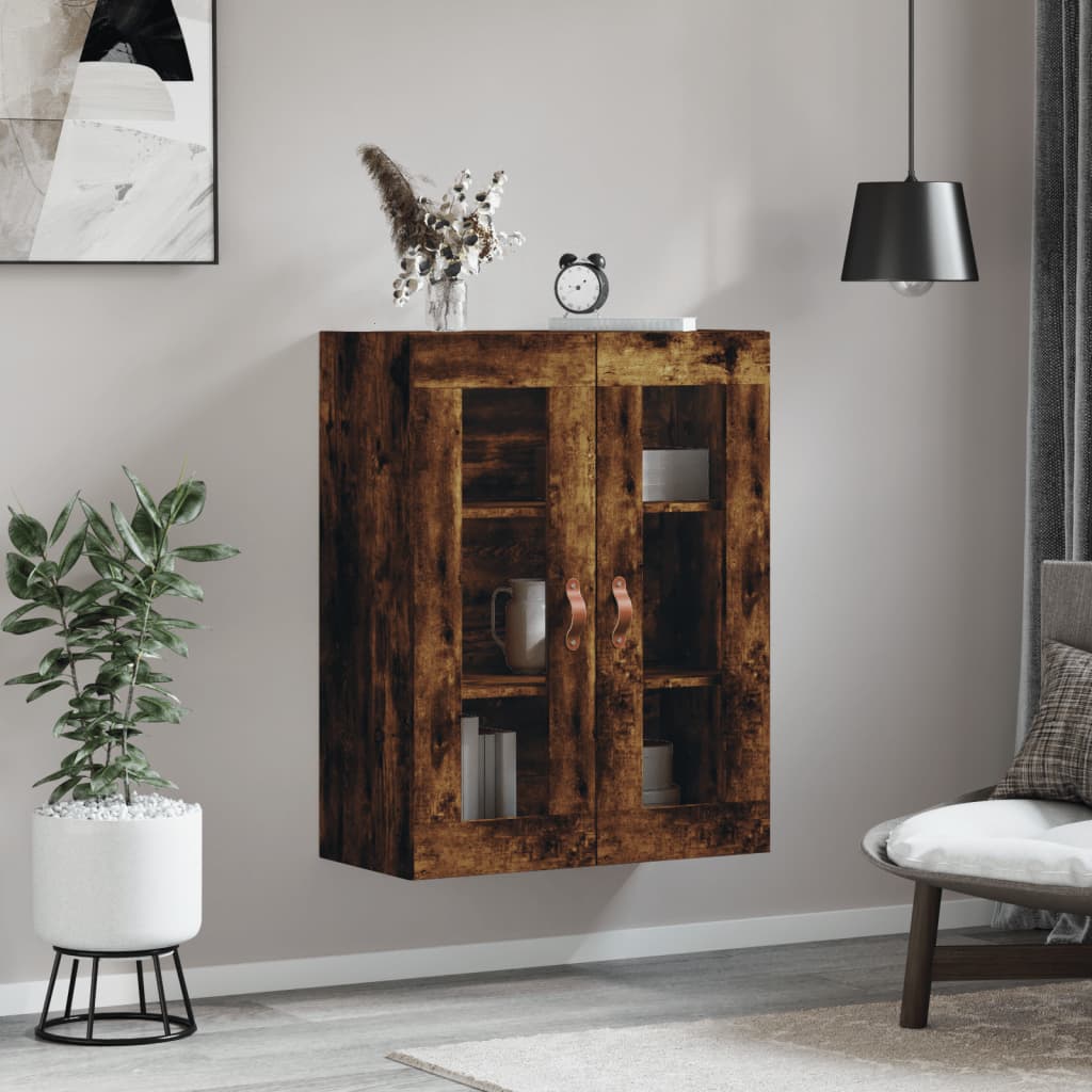 vidaXL Dulap montat pe perete, stejar fumuriu, 69,5x34x90 cm