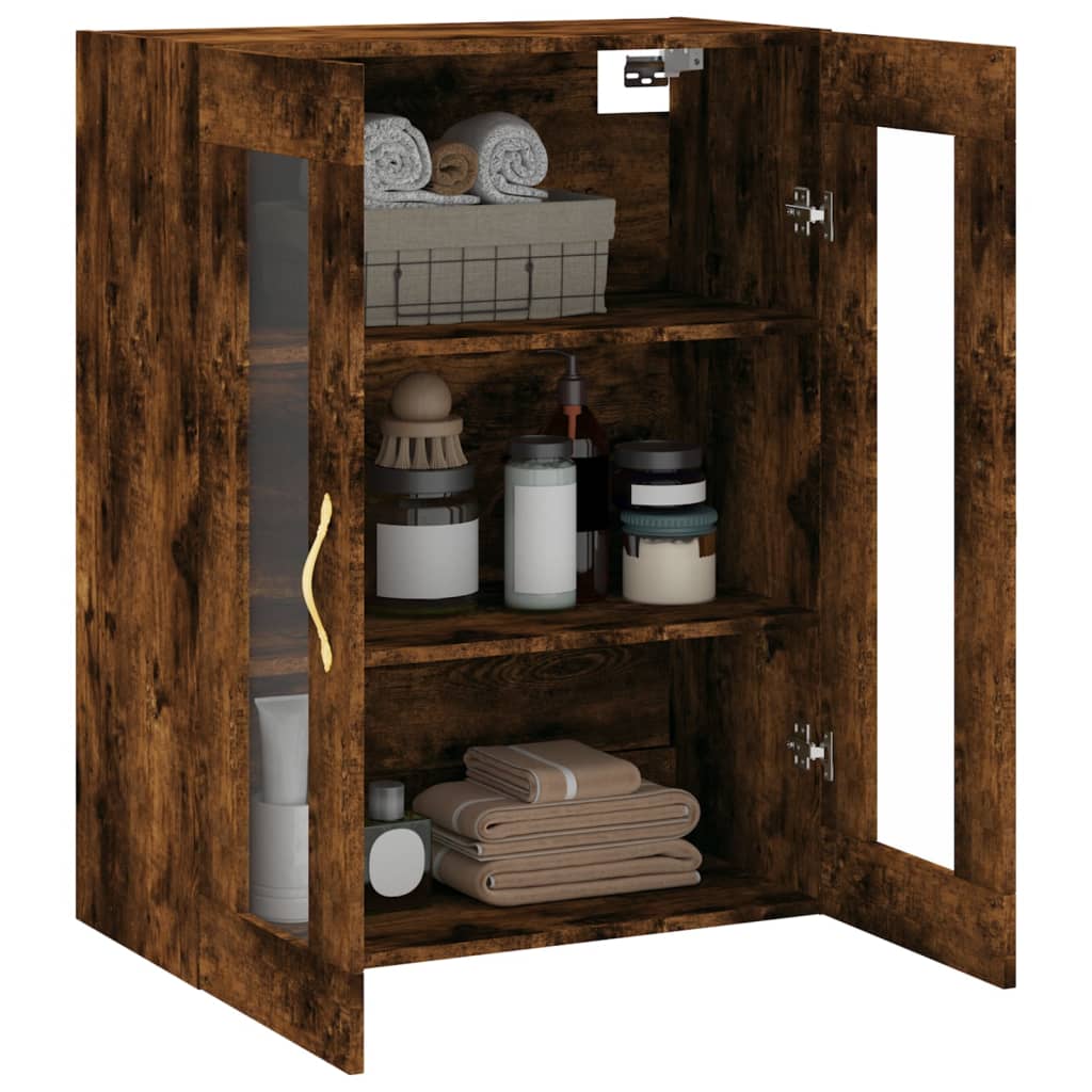 vidaXL Dulap montat pe perete, stejar fumuriu, 69,5x34x90 cm