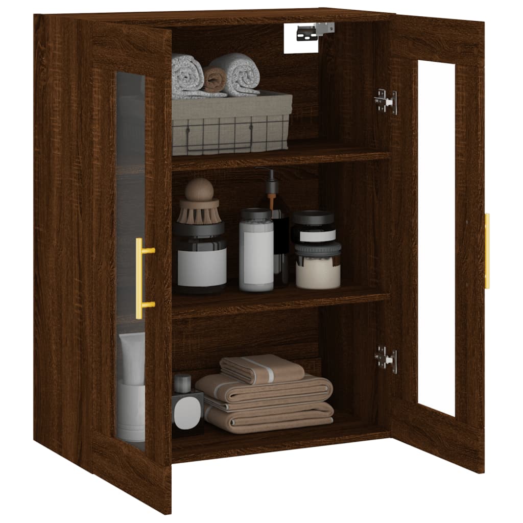 vidaXL Dulap montat pe perete, stejar maro, 69,5x34x90 cm
