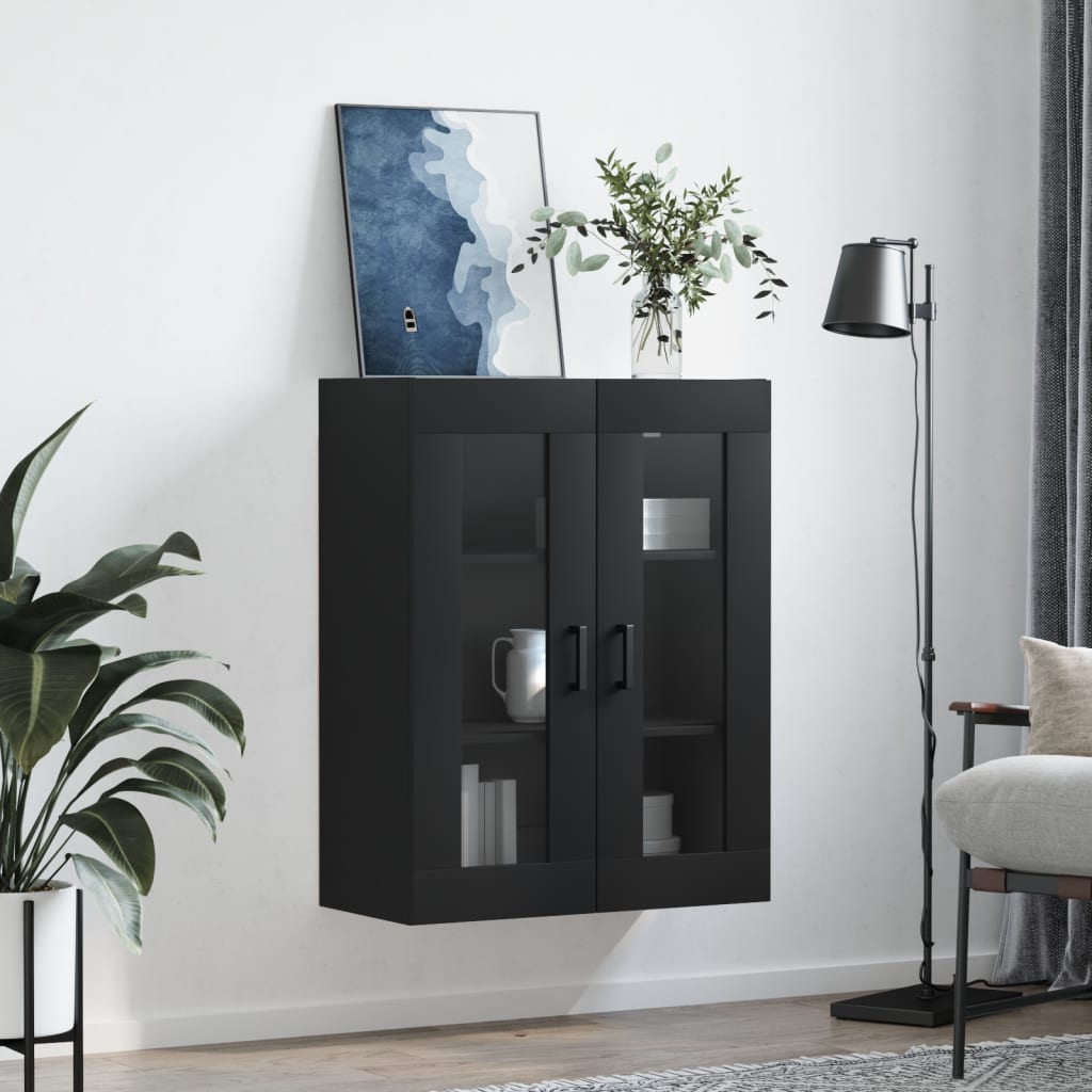 vidaXL Dulap cu montaj pe perete, negru, 69,5x34x90 cm