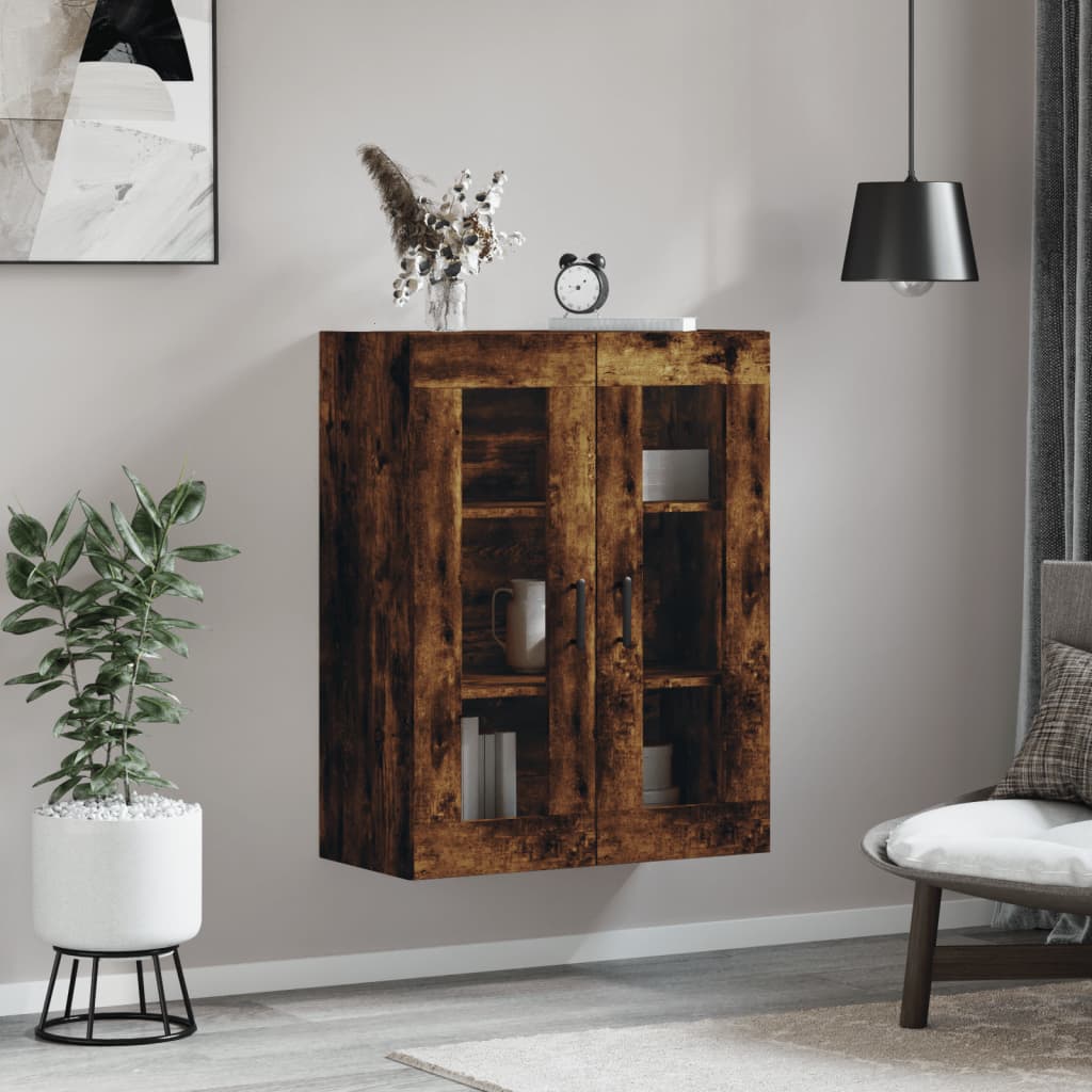 vidaXL Dulap montat pe perete, stejar fumuriu, 69,5x34x90 cm