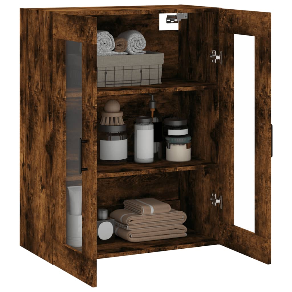 vidaXL Dulap montat pe perete, stejar fumuriu, 69,5x34x90 cm