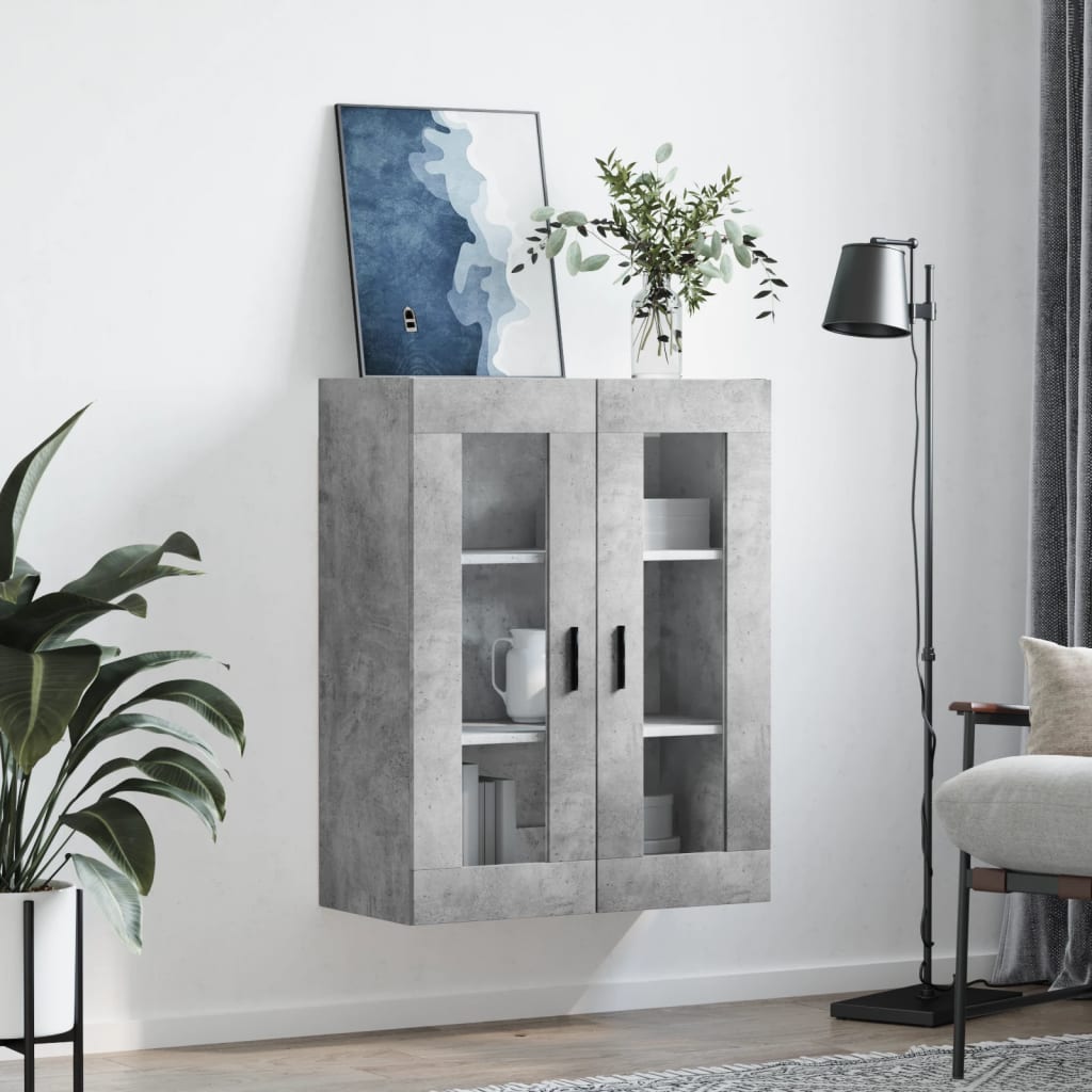 vidaXL Dulap cu montaj pe perete, gri beton, 69,5x34x90 cm