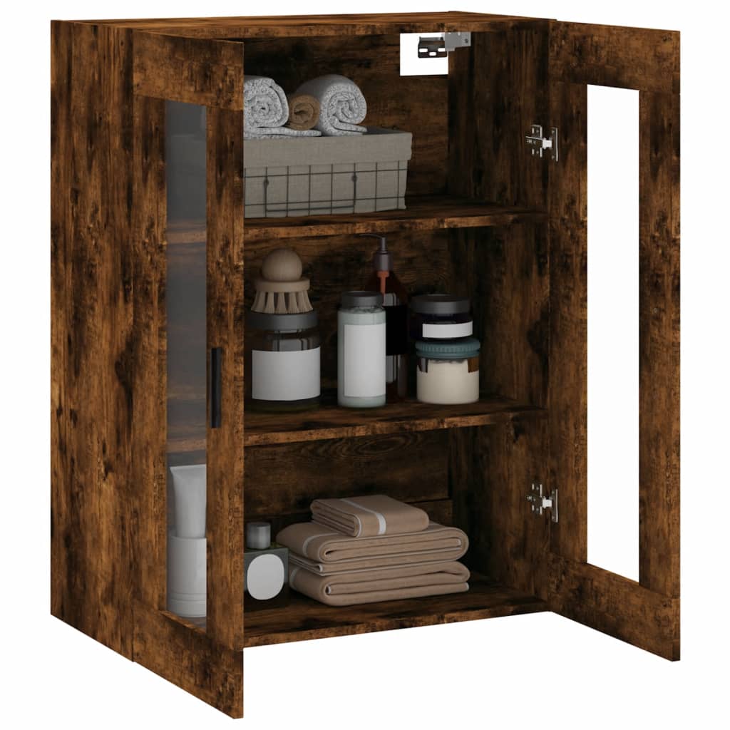 vidaXL Dulap montat pe perete, stejar fumuriu, 69,5x34x90 cm