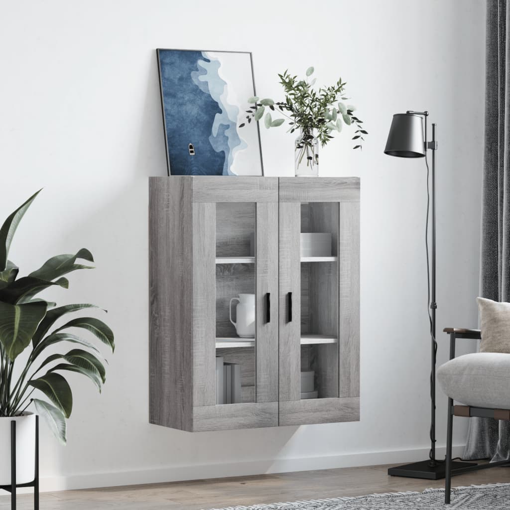 vidaXL Dulap montat pe perete, gri sonoma, 69,5x34x90 cm