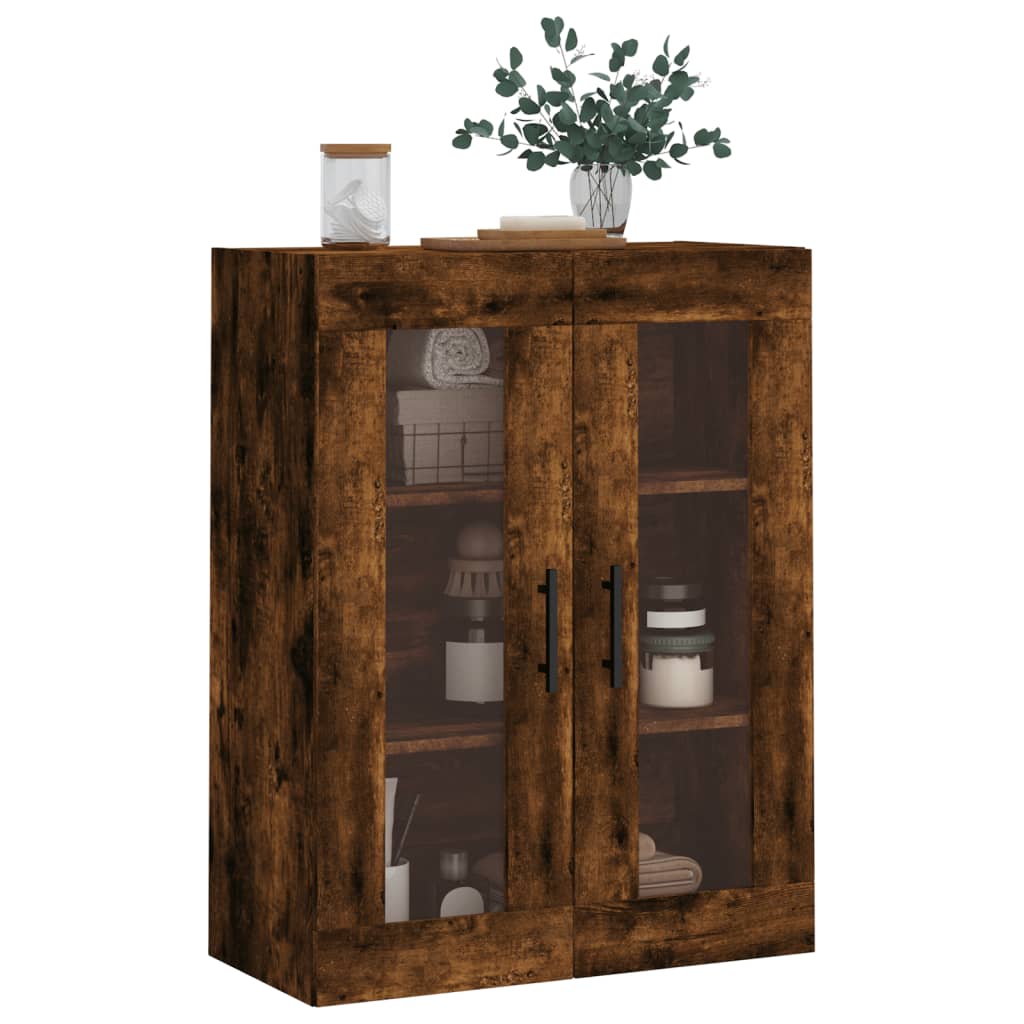vidaXL Dulap montat pe perete, stejar fumuriu, 69,5x34x90 cm