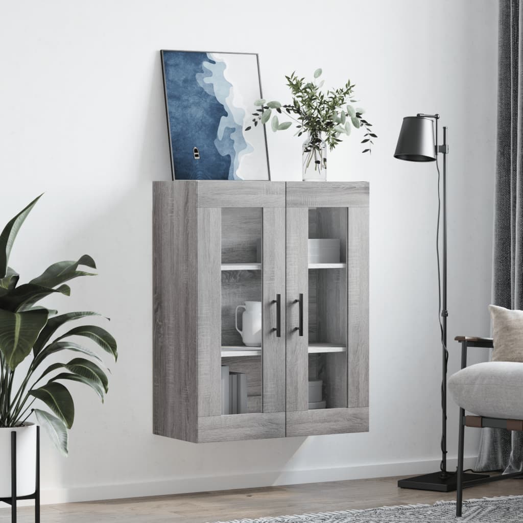 vidaXL Dulap montat pe perete, gri sonoma, 69,5x34x90 cm