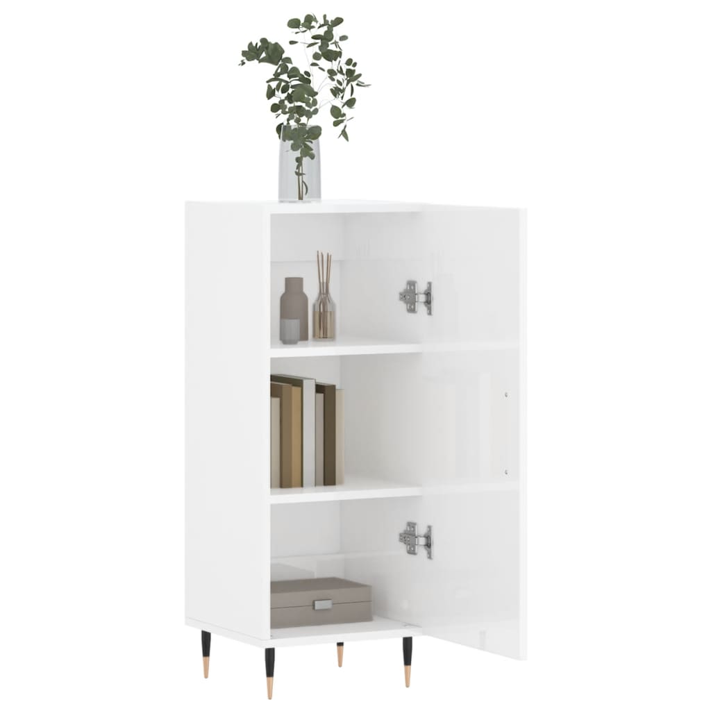 vidaXL Servantă, alb extralucios, 34,5x34x90 cm, lemn compozit