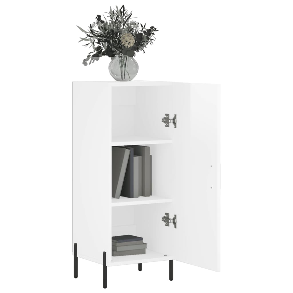 vidaXL Servantă, alb extralucios, 34,5x34x90 cm, lemn compozit