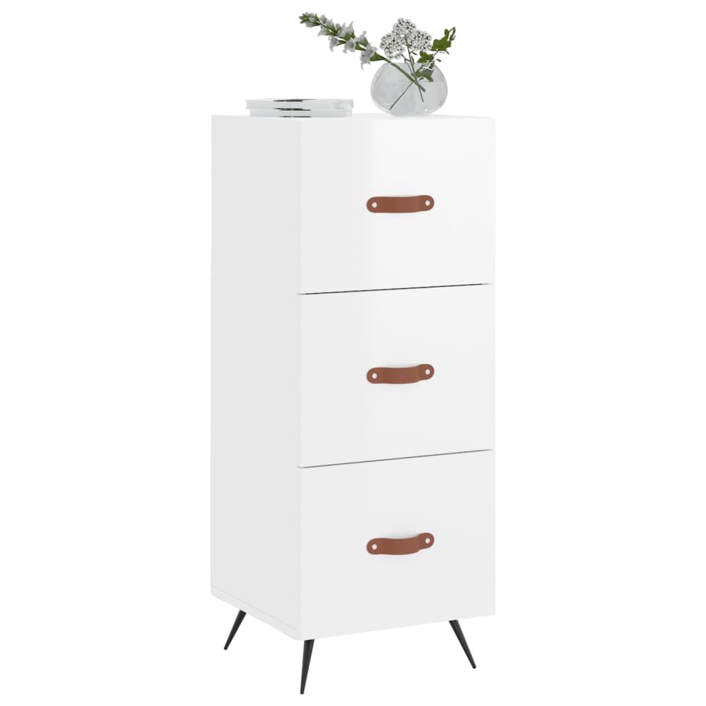 vidaXL Servantă, alb extralucios, 34,5x34x90 cm, lemn compozit vidaXL Servantă, alb extralucios, 34,5x34x90 cm, lemn compozit