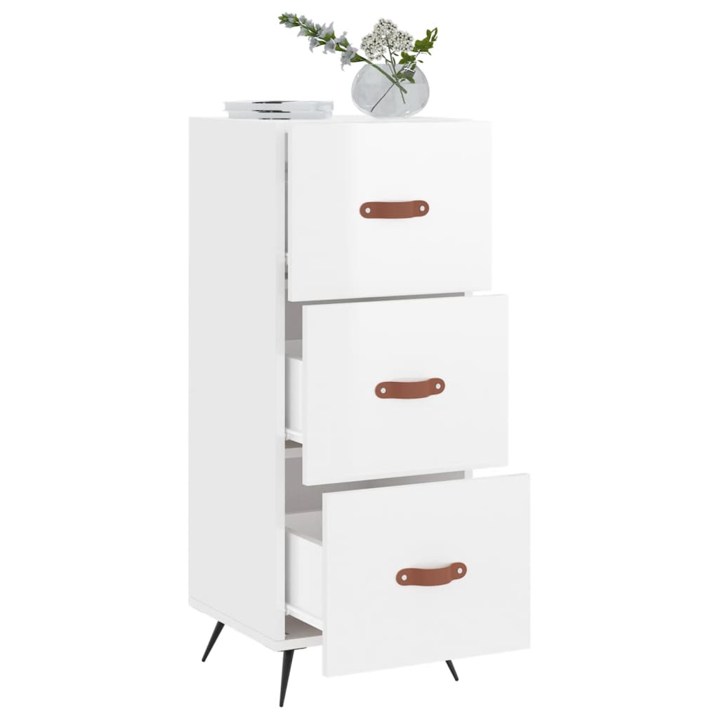 vidaXL Servantă, alb extralucios, 34,5x34x90 cm, lemn compozit vidaXL Servantă, alb extralucios, 34,5x34x90 cm, lemn compozit