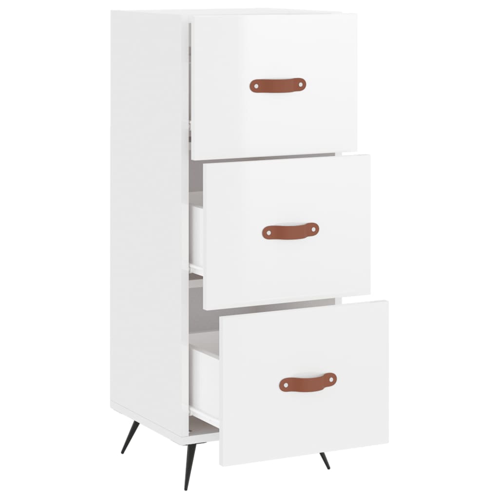 vidaXL Servantă, alb extralucios, 34,5x34x90 cm, lemn compozit vidaXL Servantă, alb extralucios, 34,5x34x90 cm, lemn compozit