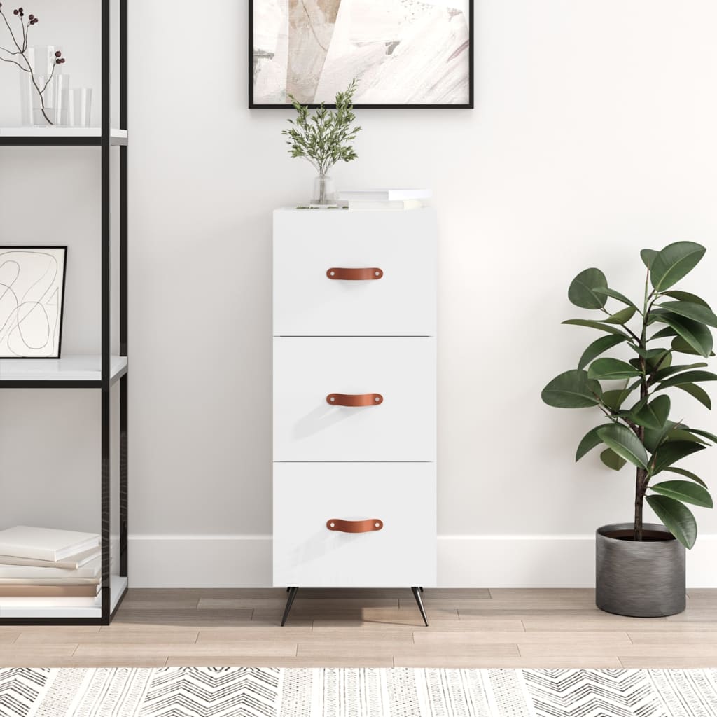 vidaXL Servantă, alb extralucios, 34,5x34x90 cm, lemn compozit vidaXL Servantă, alb extralucios, 34,5x34x90 cm, lemn compozit