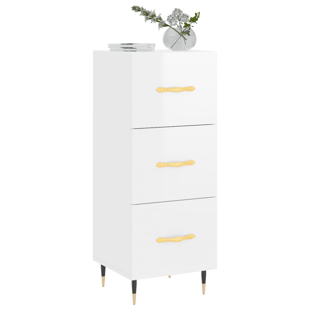 vidaXL Servantă, alb extralucios, 34,5x34x90 cm, lemn compozit vidaXL Servantă, alb extralucios, 34,5x34x90 cm, lemn compozit