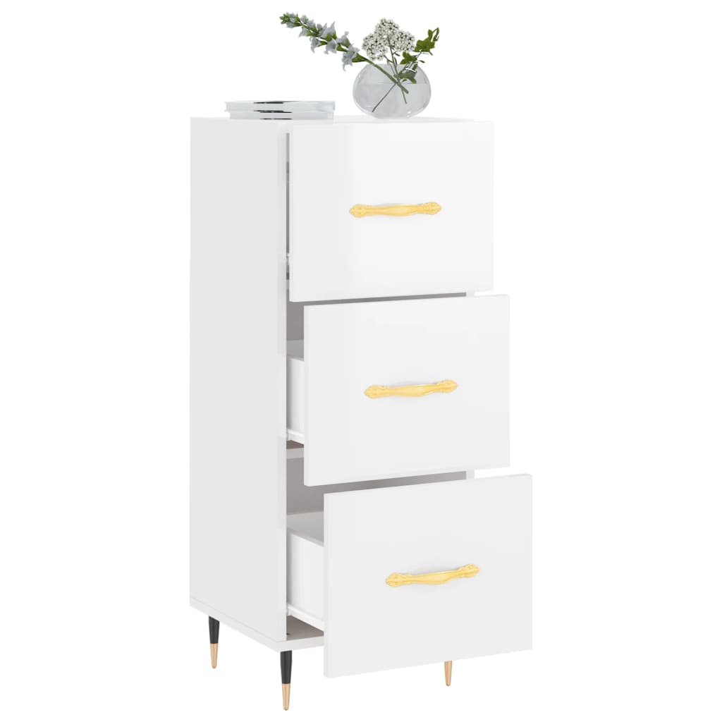 vidaXL Servantă, alb extralucios, 34,5x34x90 cm, lemn compozit vidaXL Servantă, alb extralucios, 34,5x34x90 cm, lemn compozit