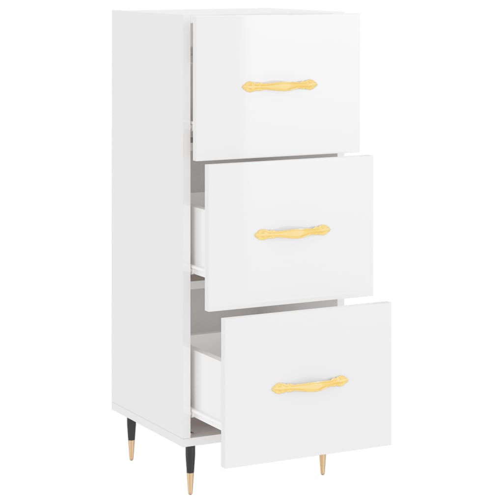 vidaXL Servantă, alb extralucios, 34,5x34x90 cm, lemn compozit vidaXL Servantă, alb extralucios, 34,5x34x90 cm, lemn compozit