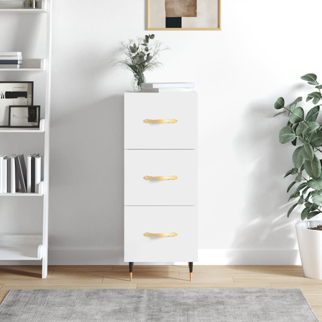 vidaXL Servantă, alb extralucios, 34,5x34x90 cm, lemn compozit vidaXL Servantă, alb extralucios, 34,5x34x90 cm, lemn compozit