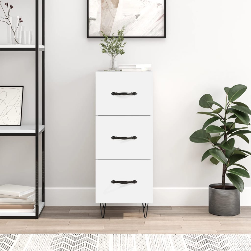 vidaXL Servantă, alb, 34,5x34x90 cm, lemn compozit vidaXL Servantă, alb, 34,5x34x90 cm, lemn compozit