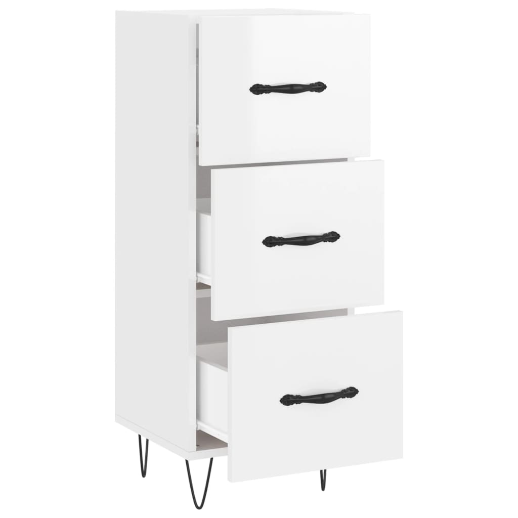 vidaXL Servantă, alb extralucios, 34,5x34x90 cm, lemn compozit