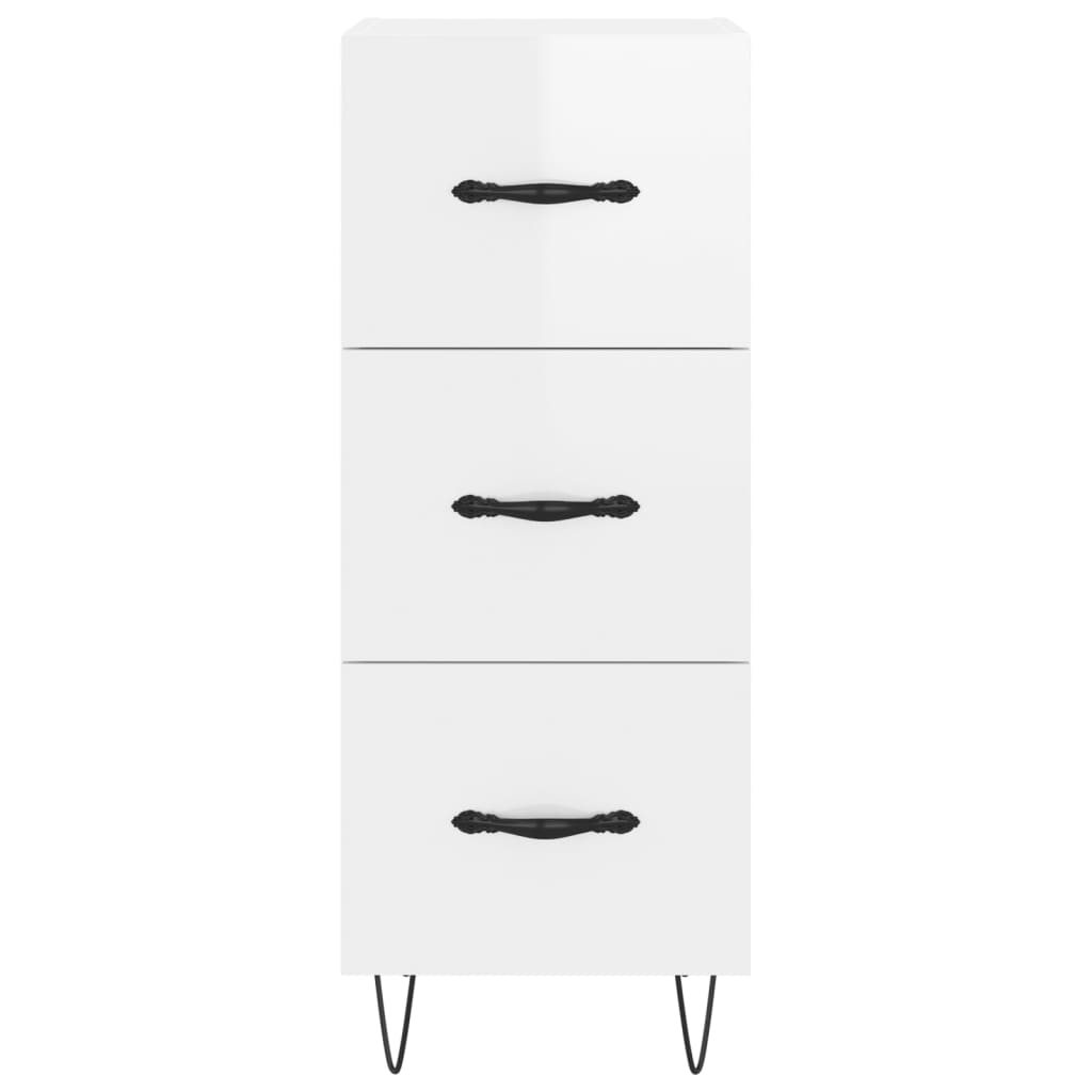vidaXL Servantă, alb extralucios, 34,5x34x90 cm, lemn compozit