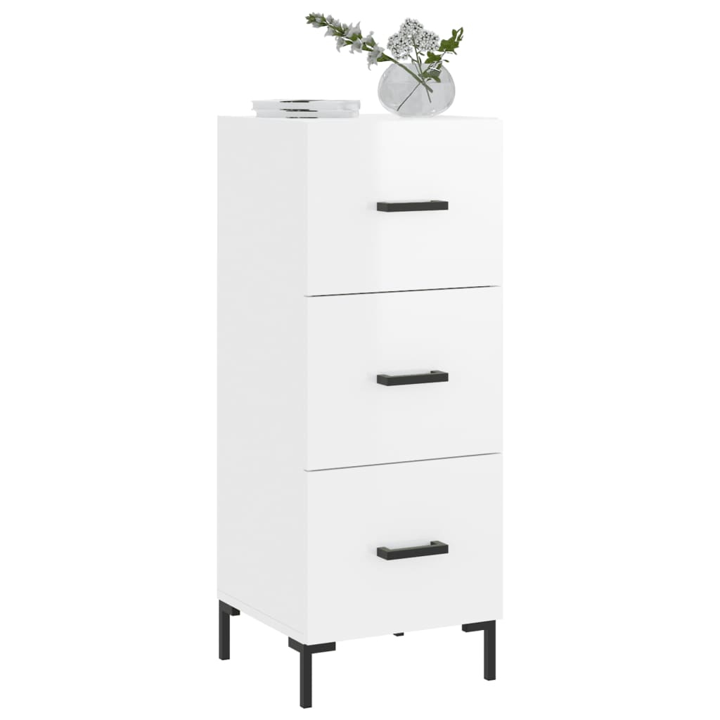 vidaXL Servantă, alb extralucios, 34,5x34x90 cm, lemn compozit vidaXL Servantă, alb extralucios, 34,5x34x90 cm, lemn compozit