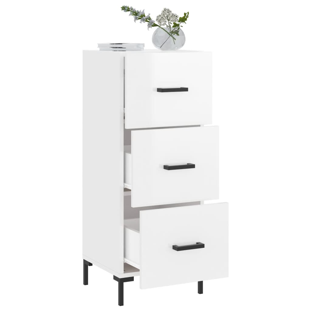 vidaXL Servantă, alb extralucios, 34,5x34x90 cm, lemn compozit vidaXL Servantă, alb extralucios, 34,5x34x90 cm, lemn compozit