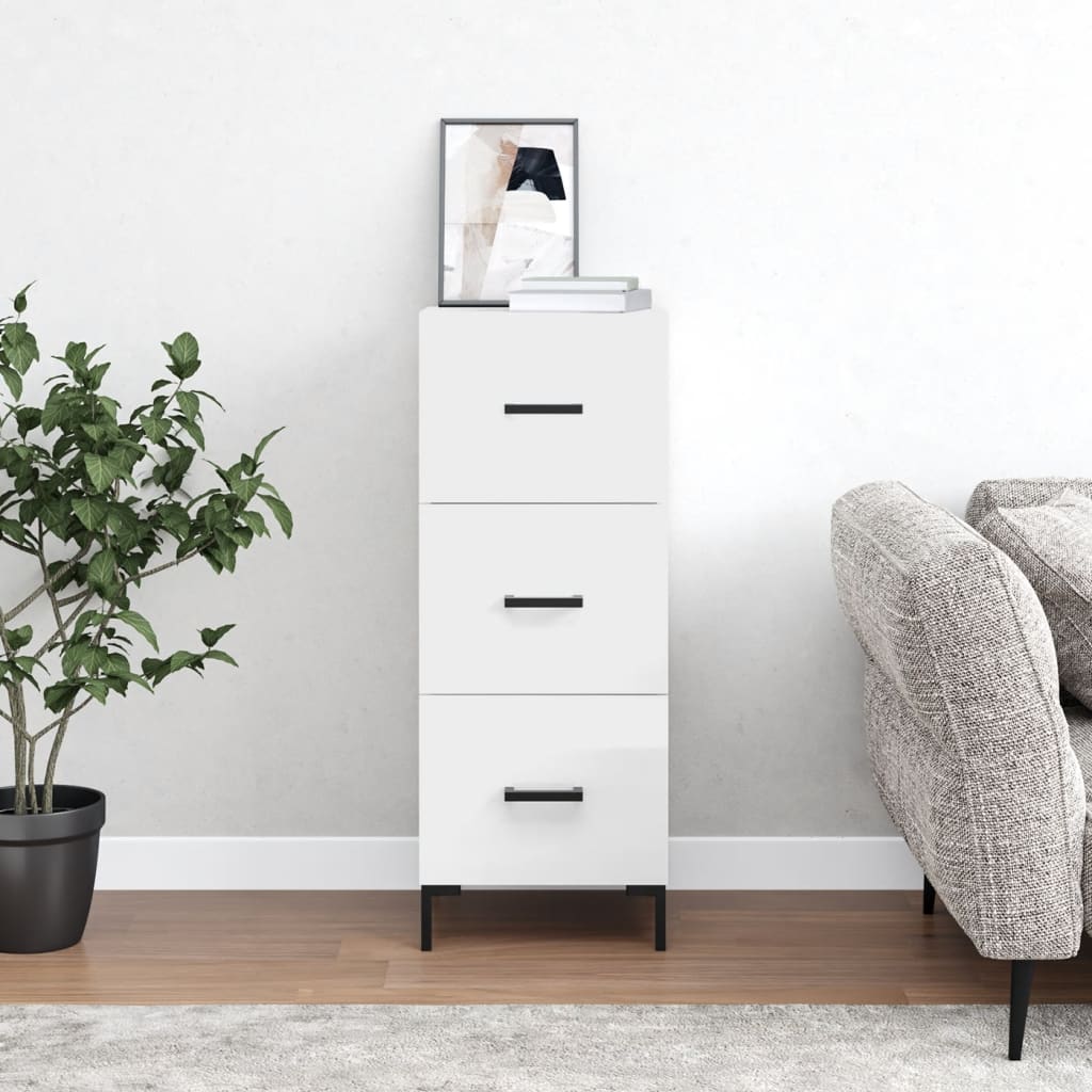 vidaXL Servantă, alb extralucios, 34,5x34x90 cm, lemn compozit vidaXL Servantă, alb extralucios, 34,5x34x90 cm, lemn compozit