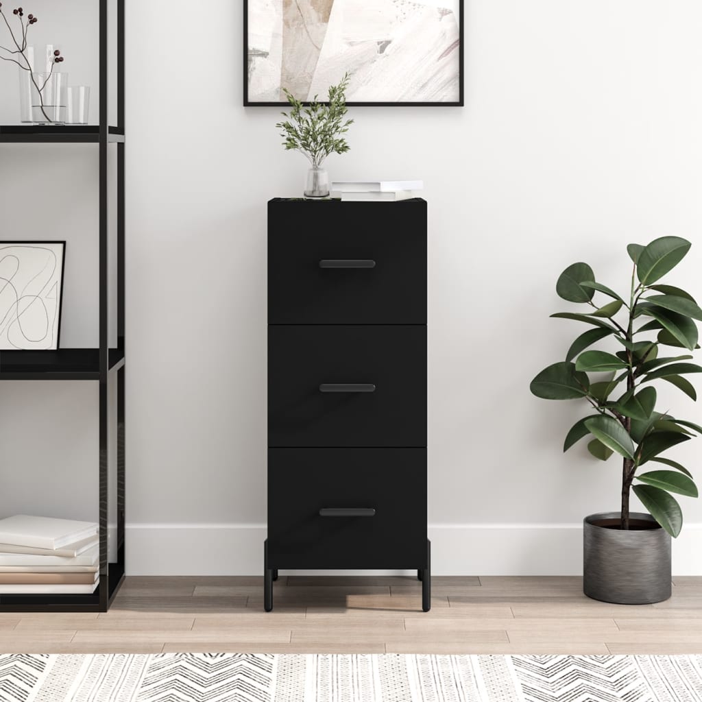 vidaXL Servantă, negru, 34,5x34x90 cm, lemn compozit vidaXL Servantă, negru, 34,5x34x90 cm, lemn compozit