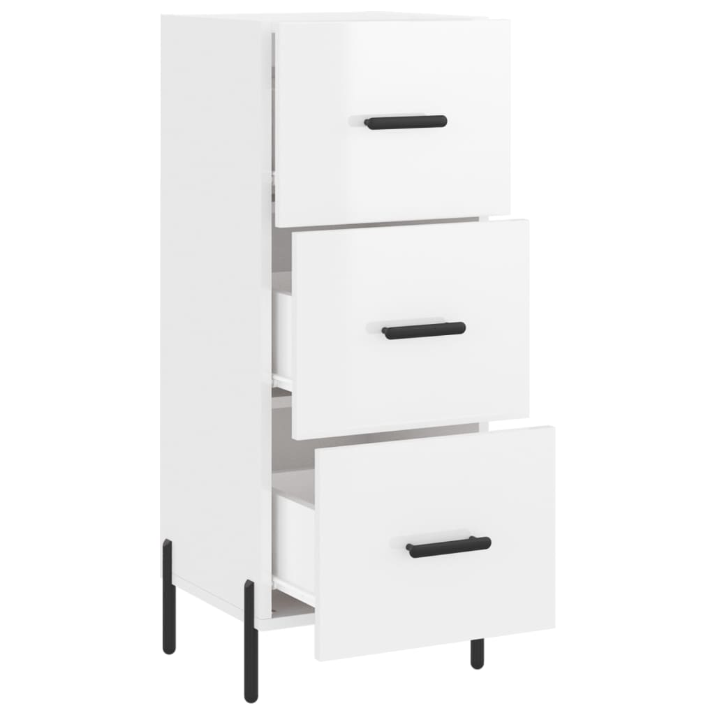 vidaXL Servantă, alb extralucios, 34,5x34x90 cm, lemn compozit