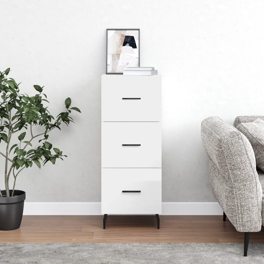 vidaXL Servantă, alb extralucios, 34,5x34x90 cm, lemn compozit vidaXL Servantă, alb extralucios, 34,5x34x90 cm, lemn compozit