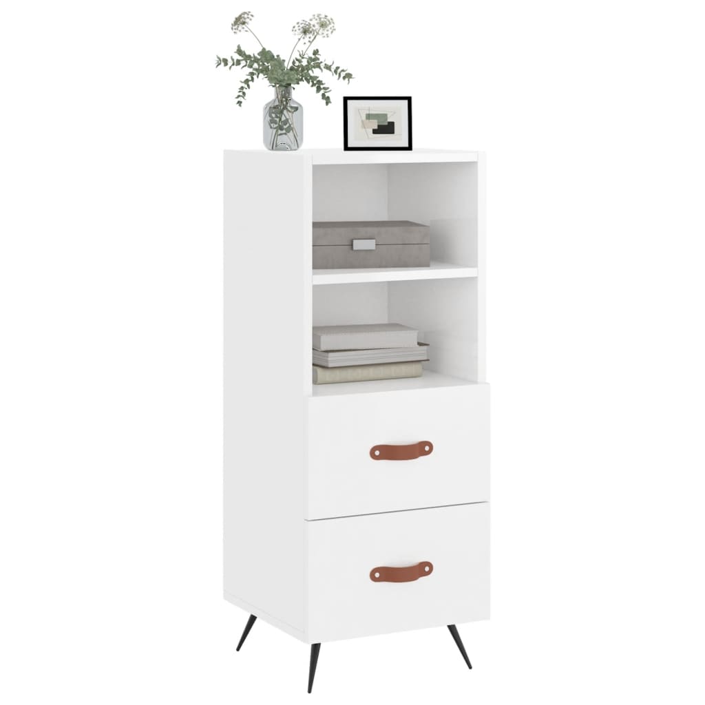vidaXL Servantă, alb extralucios, 34,5x34x90 cm, lemn compozit vidaXL Servantă, alb extralucios, 34,5x34x90 cm, lemn compozit
