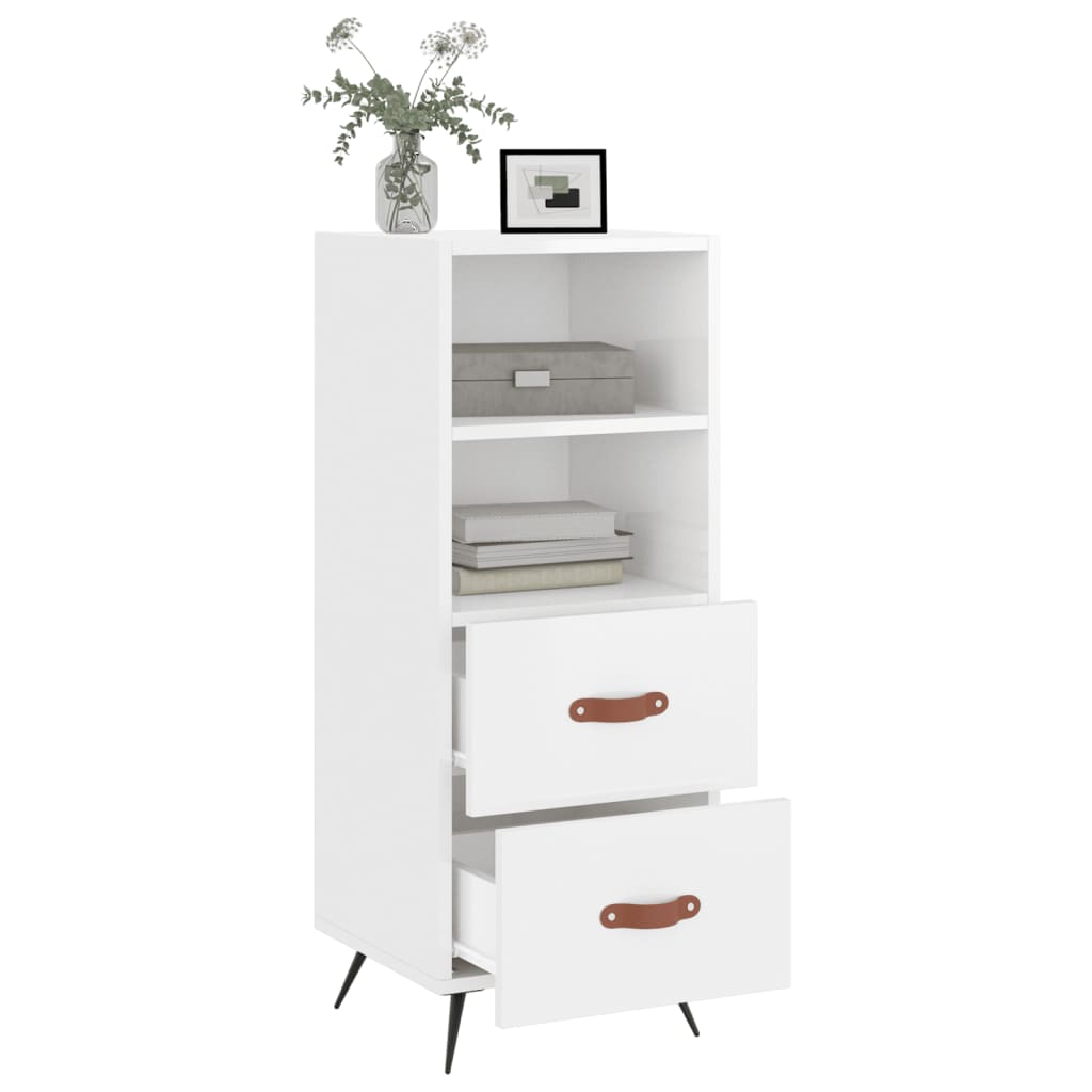 vidaXL Servantă, alb extralucios, 34,5x34x90 cm, lemn compozit vidaXL Servantă, alb extralucios, 34,5x34x90 cm, lemn compozit