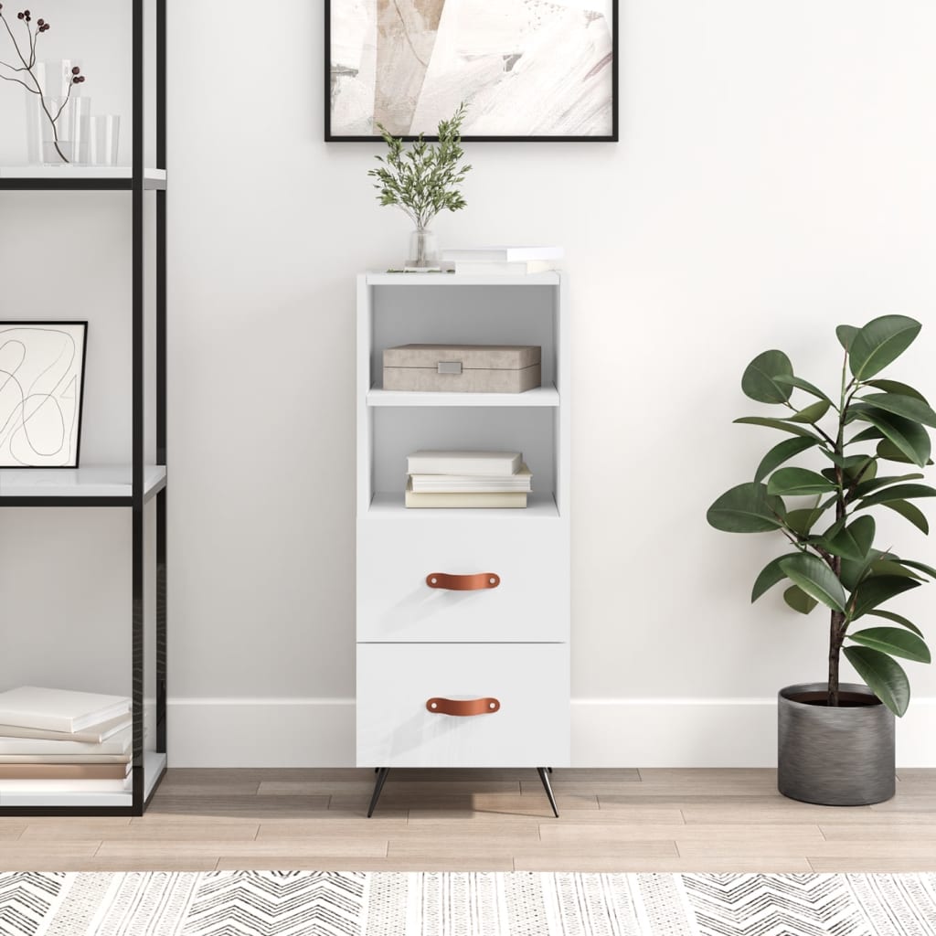 vidaXL Servantă, alb extralucios, 34,5x34x90 cm, lemn compozit vidaXL Servantă, alb extralucios, 34,5x34x90 cm, lemn compozit