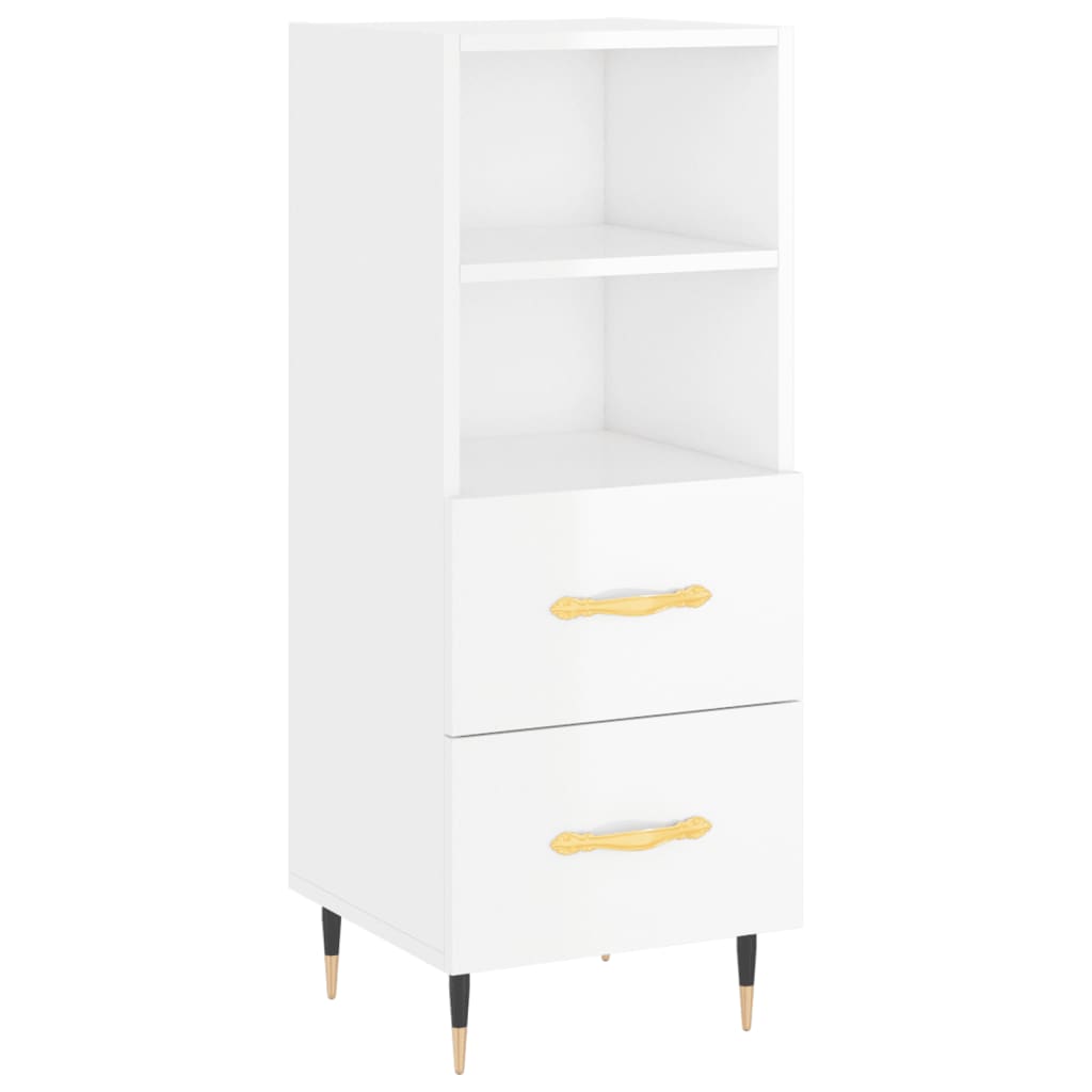 vidaXL Servantă, alb extralucios, 34,5x34x90 cm, lemn compozit vidaXL Servantă, alb extralucios, 34,5x34x90 cm, lemn compozit
