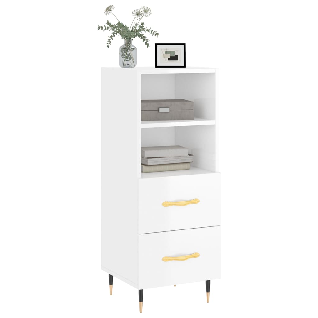 vidaXL Servantă, alb extralucios, 34,5x34x90 cm, lemn compozit vidaXL Servantă, alb extralucios, 34,5x34x90 cm, lemn compozit