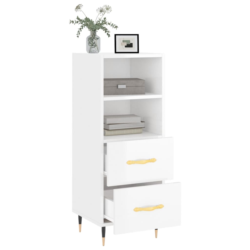 vidaXL Servantă, alb extralucios, 34,5x34x90 cm, lemn compozit vidaXL Servantă, alb extralucios, 34,5x34x90 cm, lemn compozit