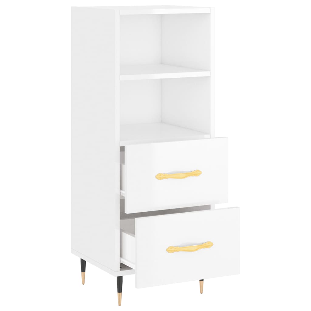 vidaXL Servantă, alb extralucios, 34,5x34x90 cm, lemn compozit vidaXL Servantă, alb extralucios, 34,5x34x90 cm, lemn compozit