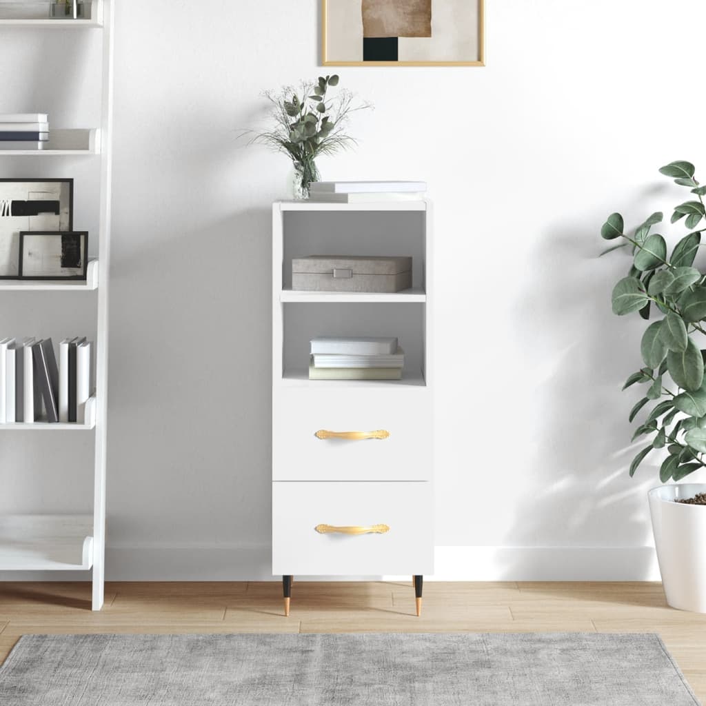 vidaXL Servantă, alb extralucios, 34,5x34x90 cm, lemn compozit vidaXL Servantă, alb extralucios, 34,5x34x90 cm, lemn compozit