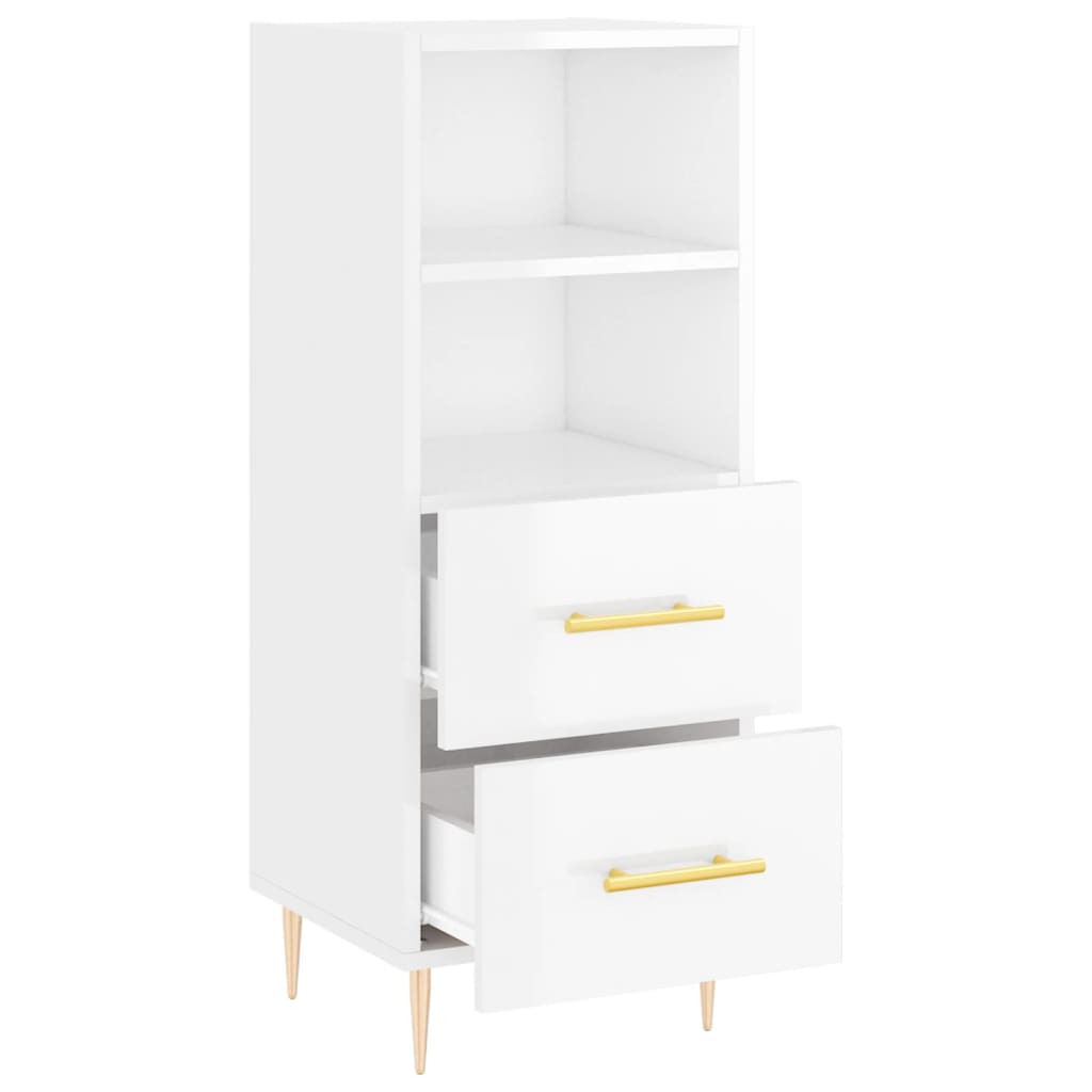 vidaXL Servantă, alb extralucios, 34,5x34x90 cm, lemn compozit