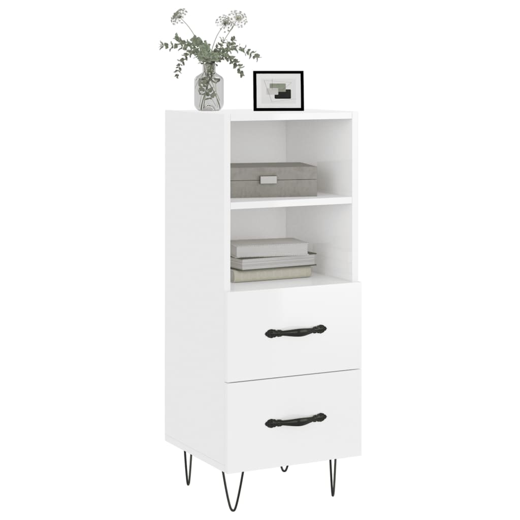 vidaXL Servantă, alb extralucios, 34,5x34x90 cm, lemn compozit vidaXL Servantă, alb extralucios, 34,5x34x90 cm, lemn compozit