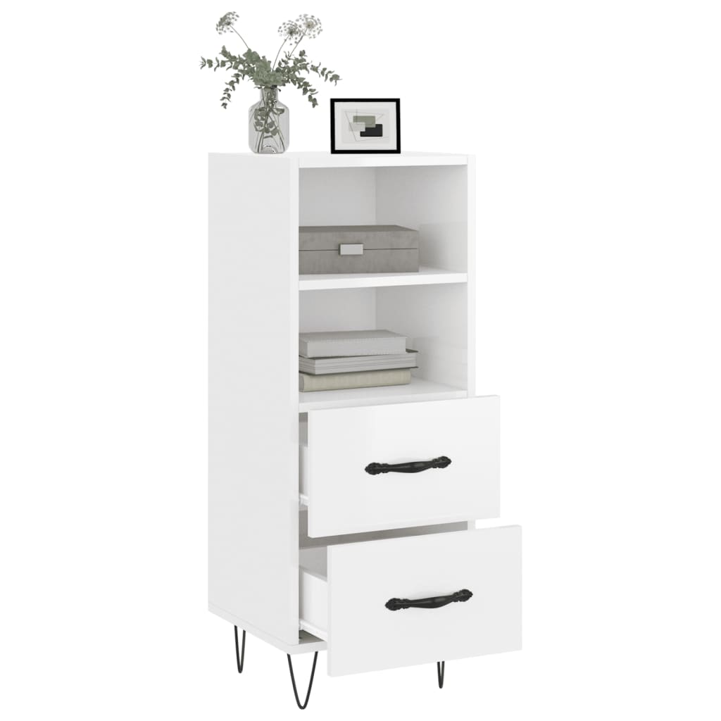vidaXL Servantă, alb extralucios, 34,5x34x90 cm, lemn compozit vidaXL Servantă, alb extralucios, 34,5x34x90 cm, lemn compozit