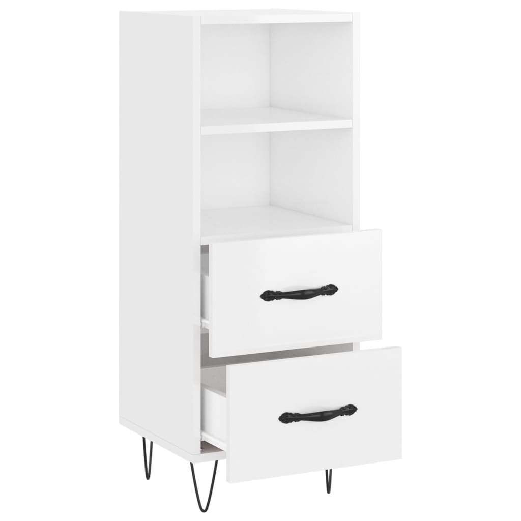 vidaXL Servantă, alb extralucios, 34,5x34x90 cm, lemn compozit vidaXL Servantă, alb extralucios, 34,5x34x90 cm, lemn compozit