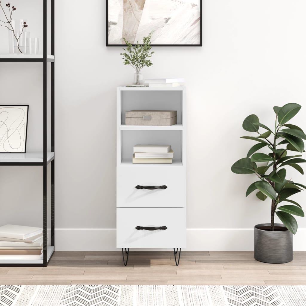 vidaXL Servantă, alb extralucios, 34,5x34x90 cm, lemn compozit vidaXL Servantă, alb extralucios, 34,5x34x90 cm, lemn compozit