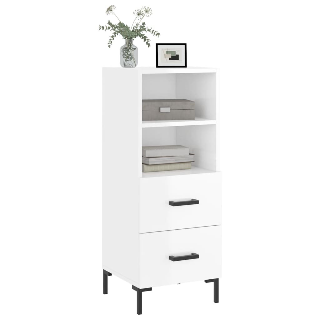 vidaXL Servantă, alb extralucios, 34,5x34x90 cm, lemn compozit vidaXL Servantă, alb extralucios, 34,5x34x90 cm, lemn compozit